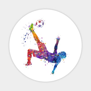 Soccer Boy Player Colorful Watercolor Sport Gift Magnet